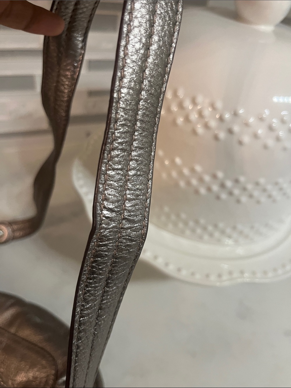b. makowsky Metallic Pewter Crossbody Bag - Silver Tone - Picture 8 of 9